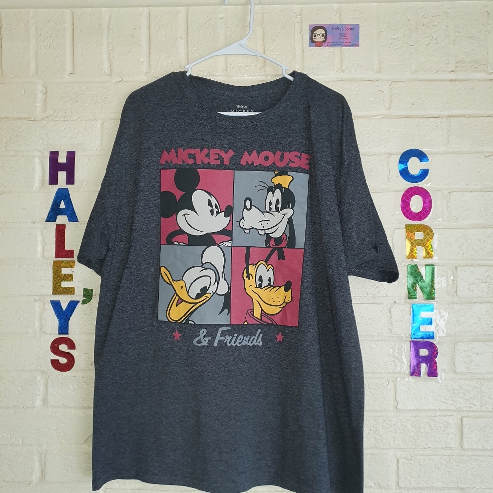 Disney Mickey Mouse & Friends Unisex Grey Crew Neck T-Shirt Size XL